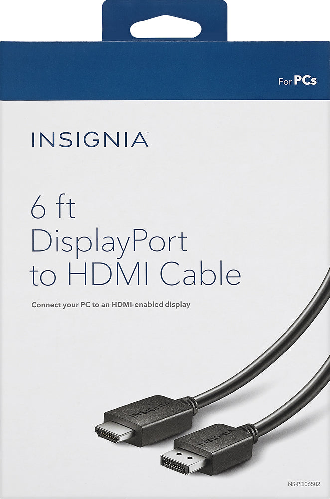 Insignia - 6' DisplayPort-to-HDMI Cable - Black - Rekes Sales