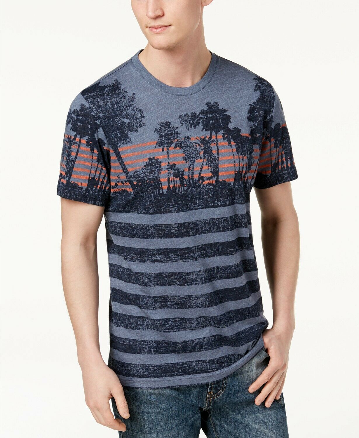 Men's Palm Striped T-Shirt (Size M) - Rekes Sales