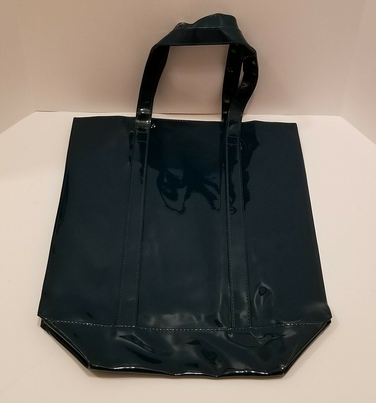 Twelve NYC Glossy Black Patent Faux Leather Tote Shopper Gift Bag/Purse - Rekes Sales