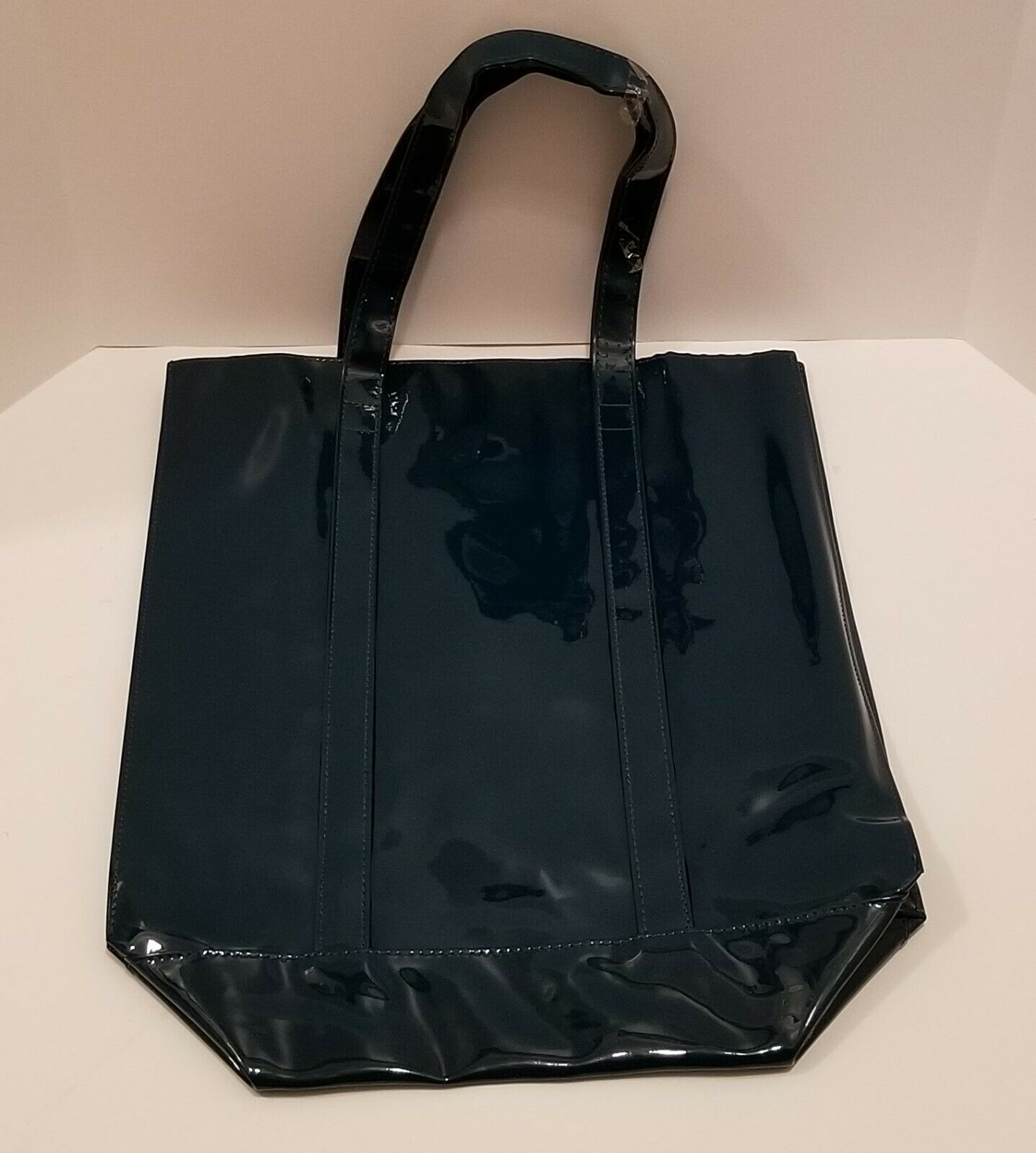 Twelve NYC Glossy Black Patent Faux Leather Tote Shopper Gift Bag/Purse - Rekes Sales