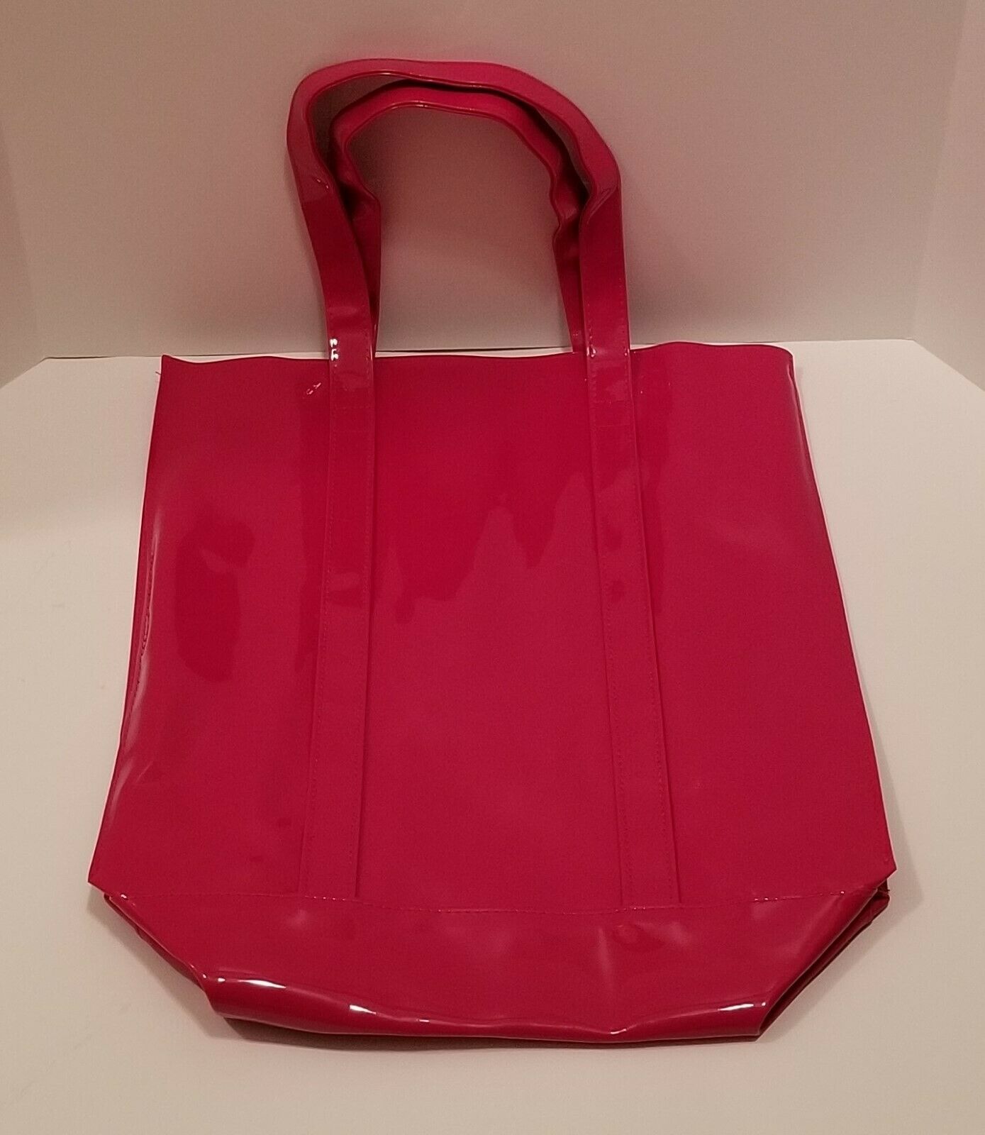 Twelve NYC Glossy Black Patent Faux Leather Tote Shopper Gift Bag/Purse - Rekes Sales