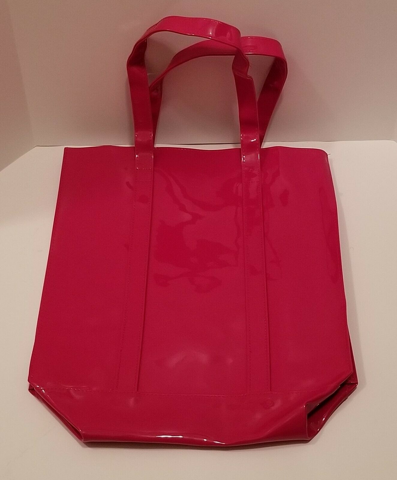 Twelve NYC Glossy Black Patent Faux Leather Tote Shopper Gift Bag/Purse - Rekes Sales