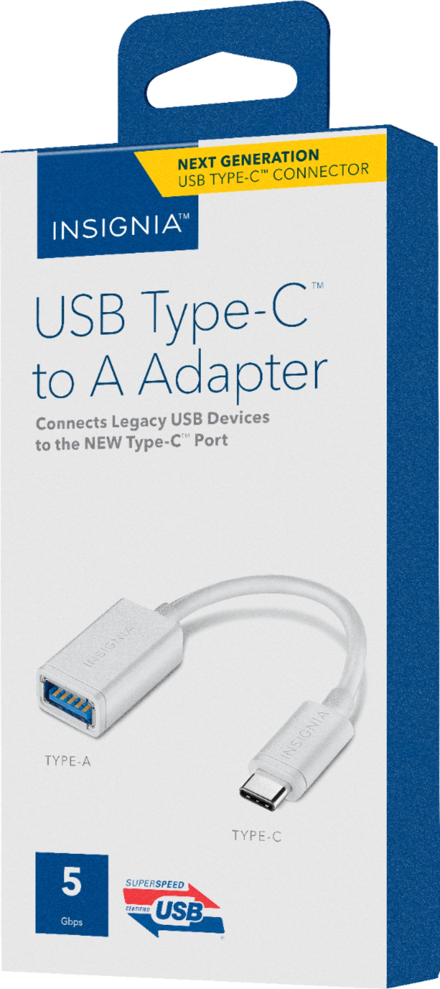 Insignia - USB Type-C-to-A Adapter - White - Rekes Sales