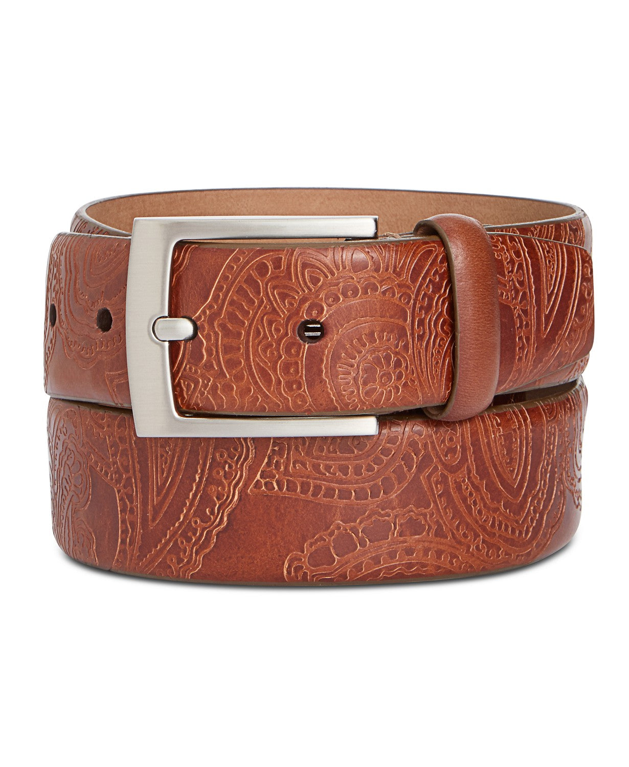 Tasso Elba Men's Paisley Leather Belt (Size 32) - Rekes Sales
