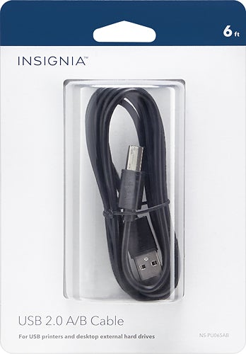 Insignia - 6' USB 2.0 A-Male-to-B-Male Cable - Black - Rekes Sales