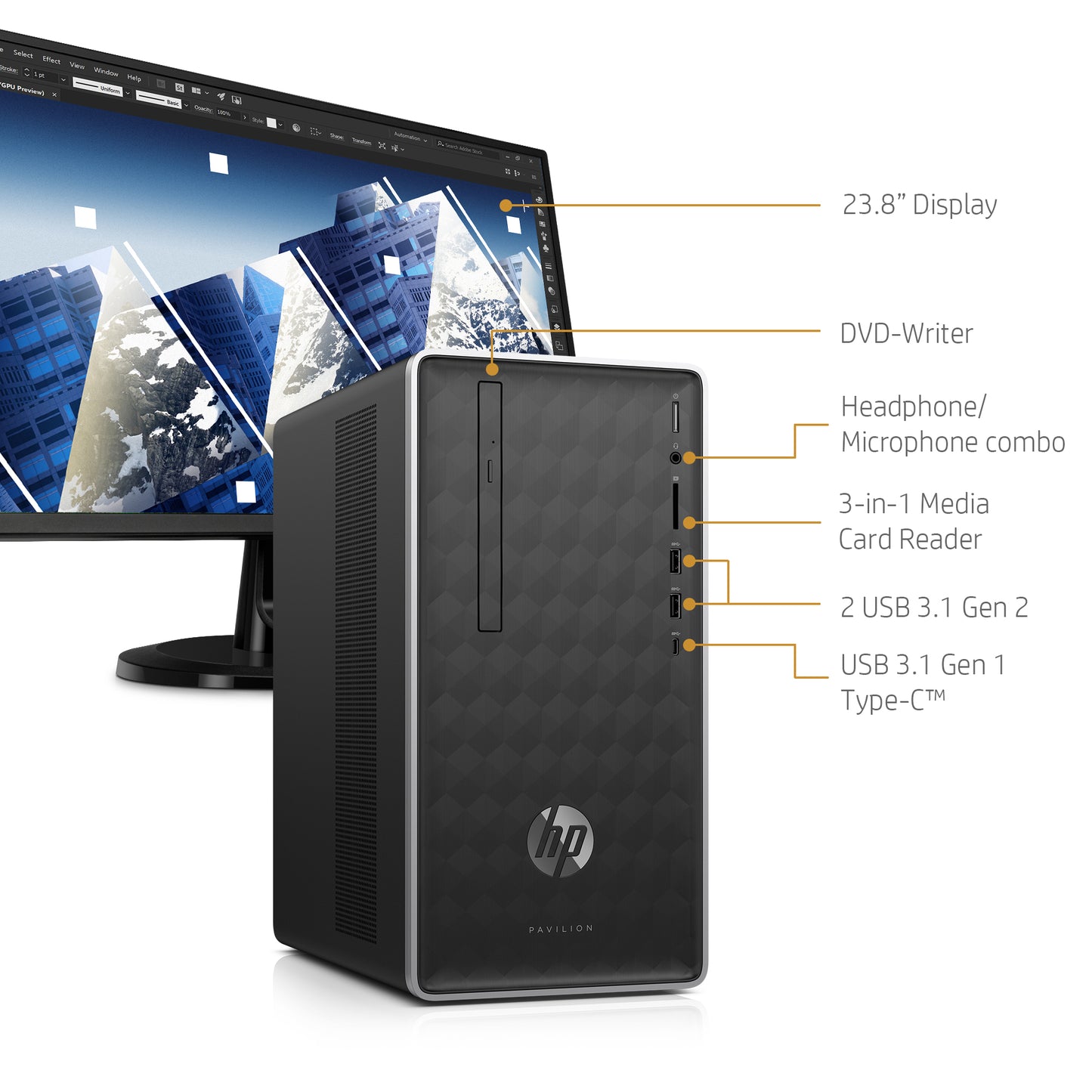 HP Pavilion Desktop Tower Bundle AMD Ryzen 3 - Rekes Sales