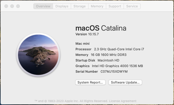 Apple Mac mini MD388LL/A - Intel i7 / 16GB Ram / 1TB HDD / OS Catalina