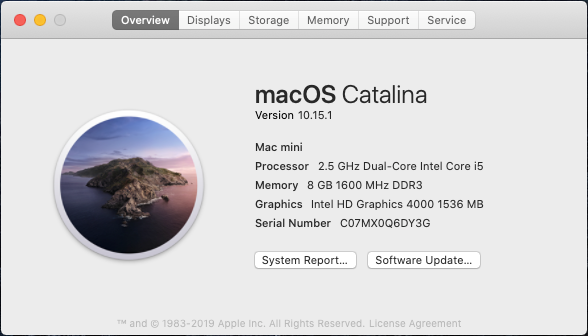 Apple Mac Mini MD387LL/A - Intel i5 / 8GB Ram / 500GB HDD / OS Catalina
